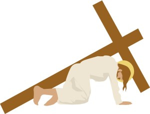 Christ Bends Under Cross
