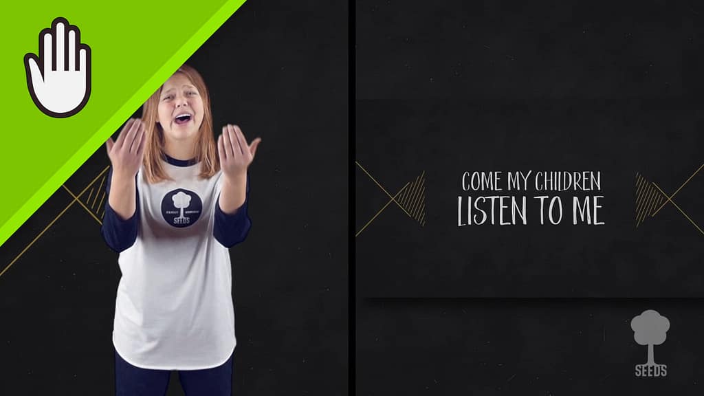 Listen To Me Kids Worship Video for Kids Hand Motions Split Screen