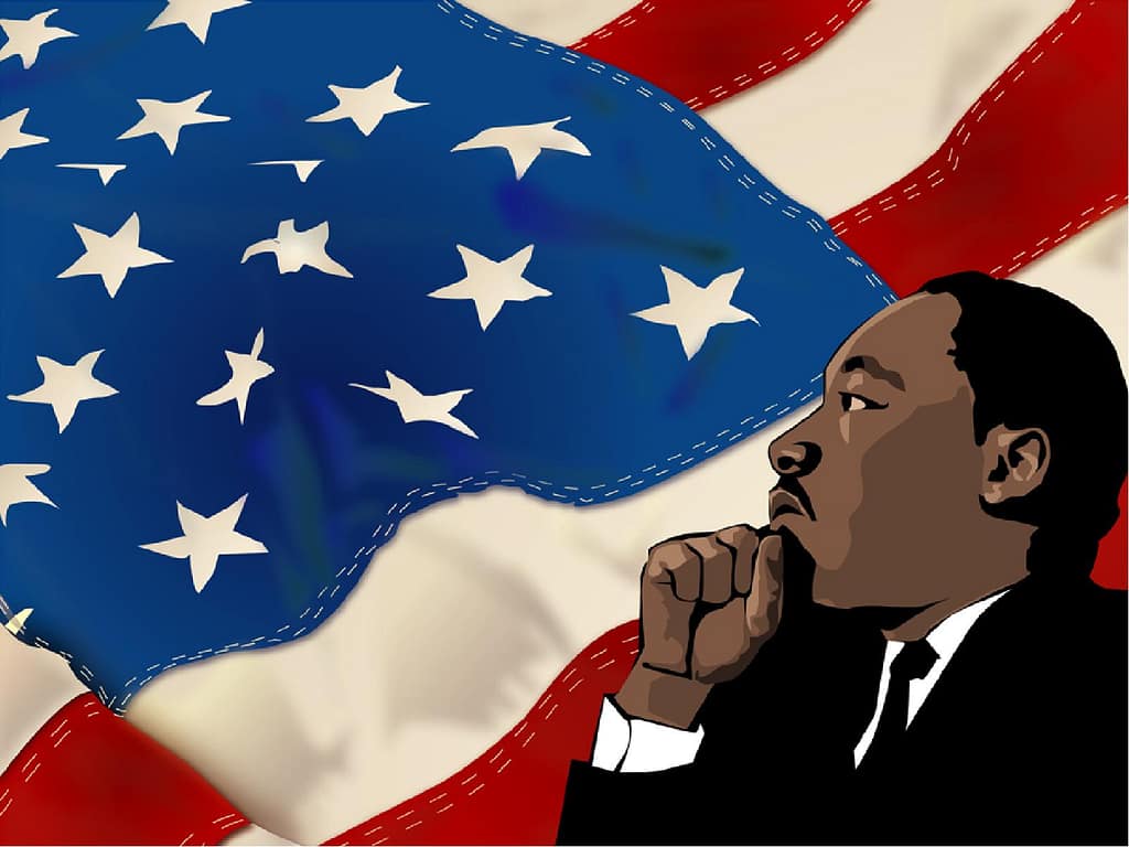 Martin Luther King and American Flag