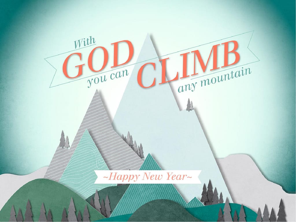 Happy New Year Mountains PowerPoint Template