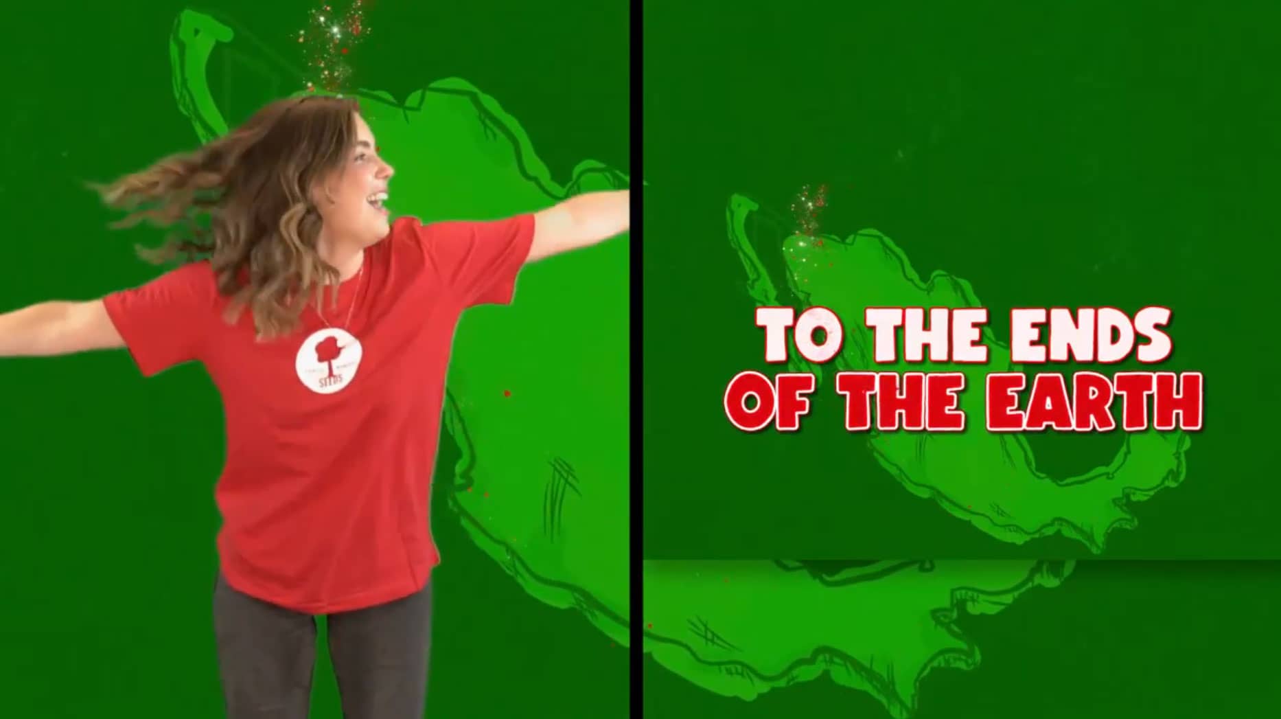 To The Ends of the Earth Split Screen with Hand Motions Christmas Worship Video For Kids