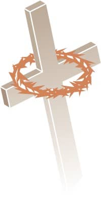 Light Brown Cross and Crown of Thorns