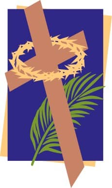 Lenten Cross with Thorny Crown and Palm