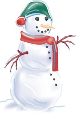 Snowman with Scarf and Cap