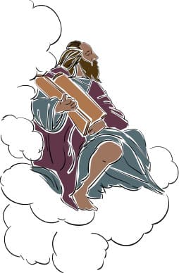 Moses in the Clouds with Biblical Scrolls
