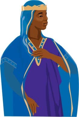 Queen of Sheba in Blue Robe