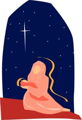 Mary Raises Her Baby to the Star of Bethlehem