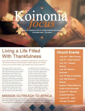 Happy Thanksgiving Holiday Ministry Newsletter