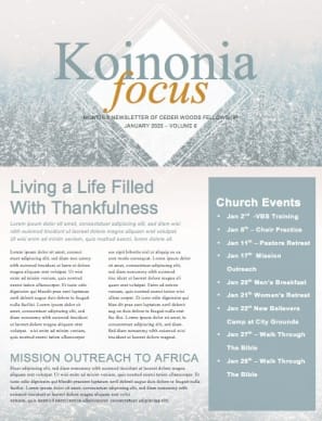 Winter Communion Sunday Church Newsletter
