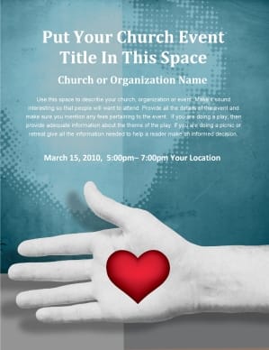 Valentine's Day Heart Church Flyer Template