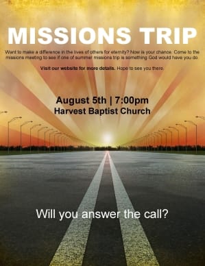 Summer Missions Trip Church Flyer