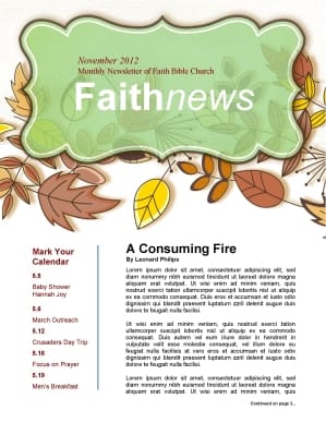 Fall Newsletter Template for Churches