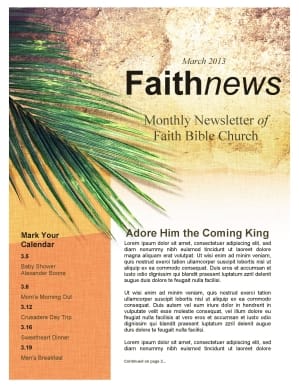 Palm Sunday Newsletter Template for Church
