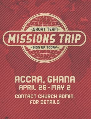 Short Term Mission Trip Religious Flyer