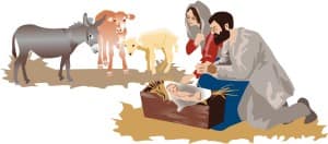 Manger Scene with Animals