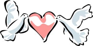 Two Doves Carrying a Heart