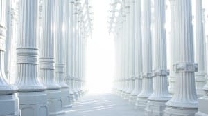 White Columns Religious Stock Photo