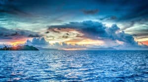 Tropical Ocean Sunset Religious Stock Image