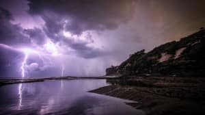 Lightning Storm Religious Stock Photo
