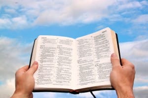 Bible in the Sky Religious Stock Photo