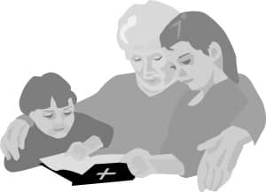 Kids and Grandmother with Bible