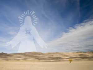 Jesus Accent on Desert Landscape