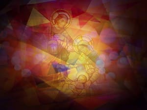 Mosaic Nativity Scene Religious Background