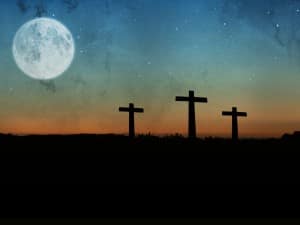Three Crosses Full Moon Christian Stock Photography