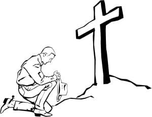 Praying Cowboy at the Cross