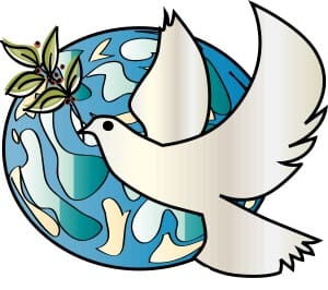 Dove Over Earth with Olive Branch
