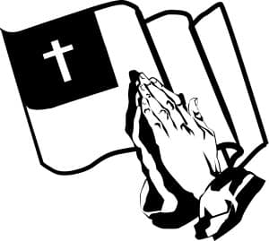 Praying Hands And The Christian Flag