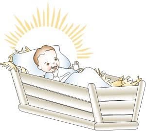 Baby Jesus Laughing in Manger