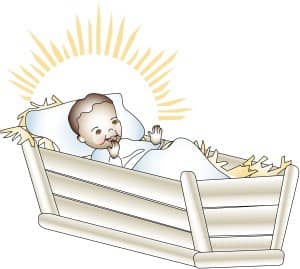 Baby Jesus Lies in the Manger on Christmas Morning