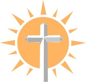 Sun Beams Behind a White Cross