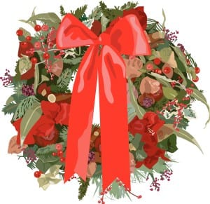 Fancy Christmas Wreath with Red Ribbon