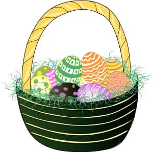 Green Basket with Easter Eggs