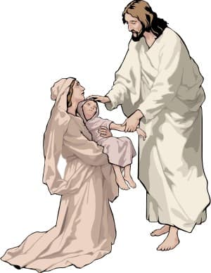Jesus Blessing Child and Mother
