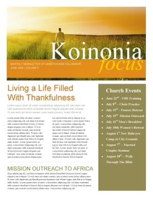 Walking In The Field Church Newsletter