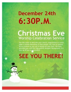 Snowman Christmas Church Flyer