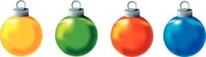 Four Colorful Christmas Ornaments Clipart