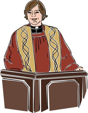 Female Preacher Behind Lectern
