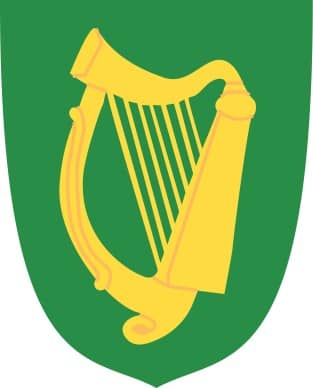 Gold Harp on Green Shield