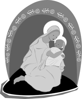 Mary Embraces the Newborn Babe