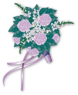 Lavendar Blossoms Bridal Bouquet with Ribbon