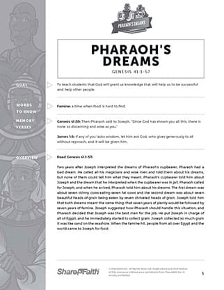 Genesis 41 Pharaoh's Dreams: Curriculum