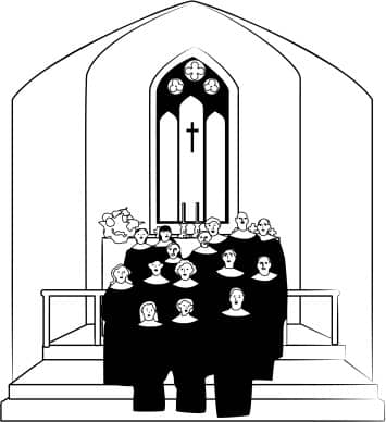 Church Choir Clipart in Black and White