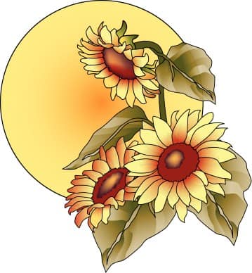 Sun with Sunflowers Clipart