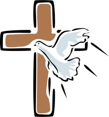 Outlined Cross with Flying Dove