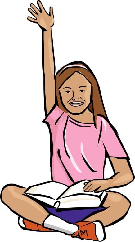 SItting Girl Raising Her Hand