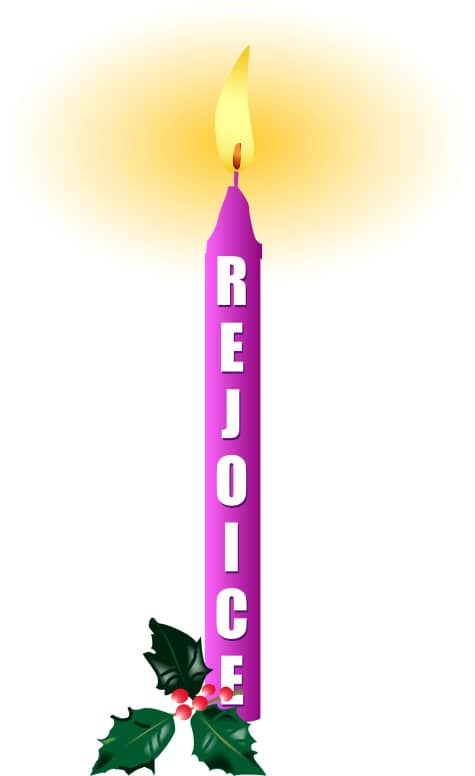 Rejoice Christian Word Art Candle
